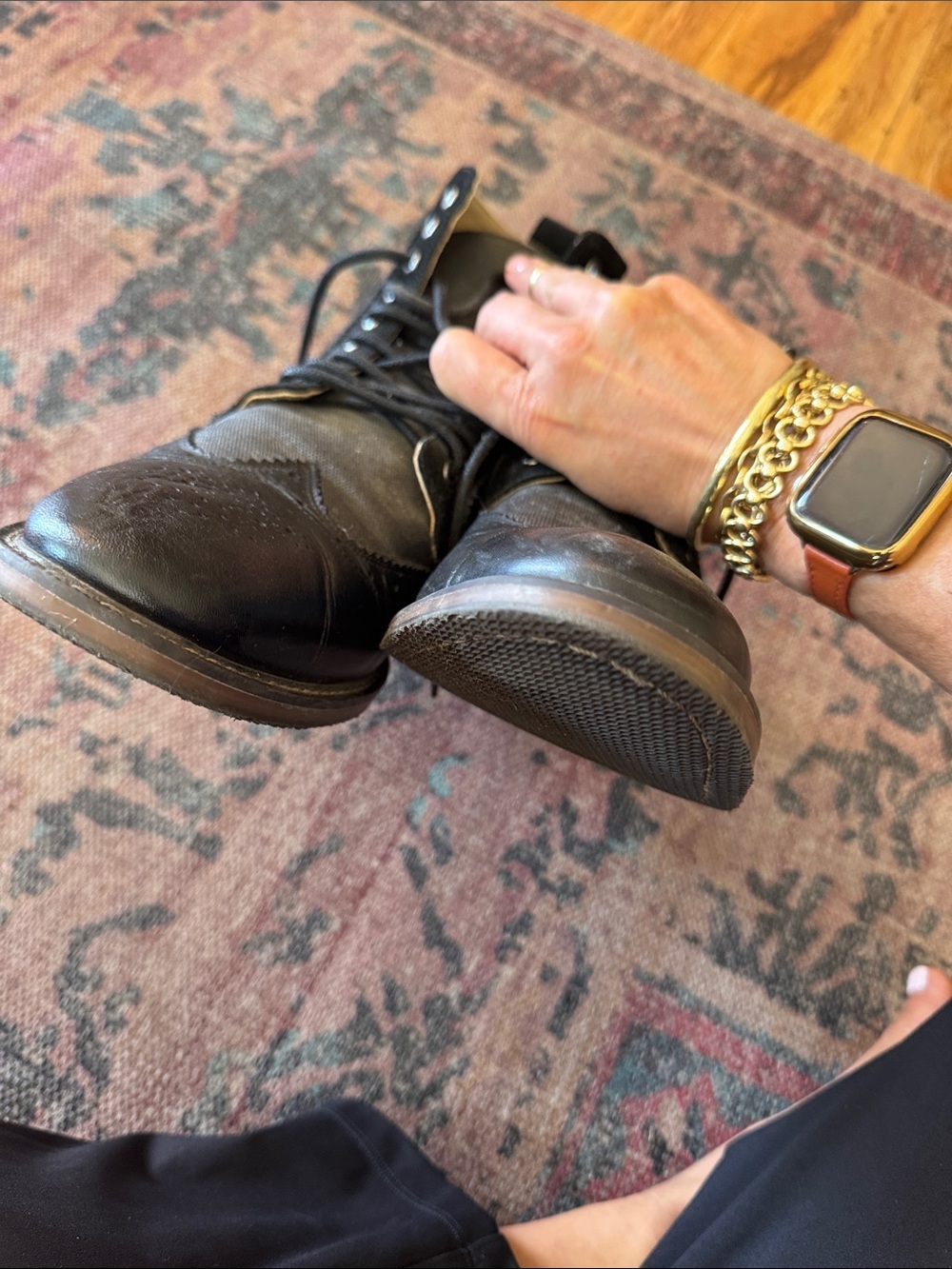 Stacy Adams Black Leather Wingtip Chukka Boots - Picture 7 of 10